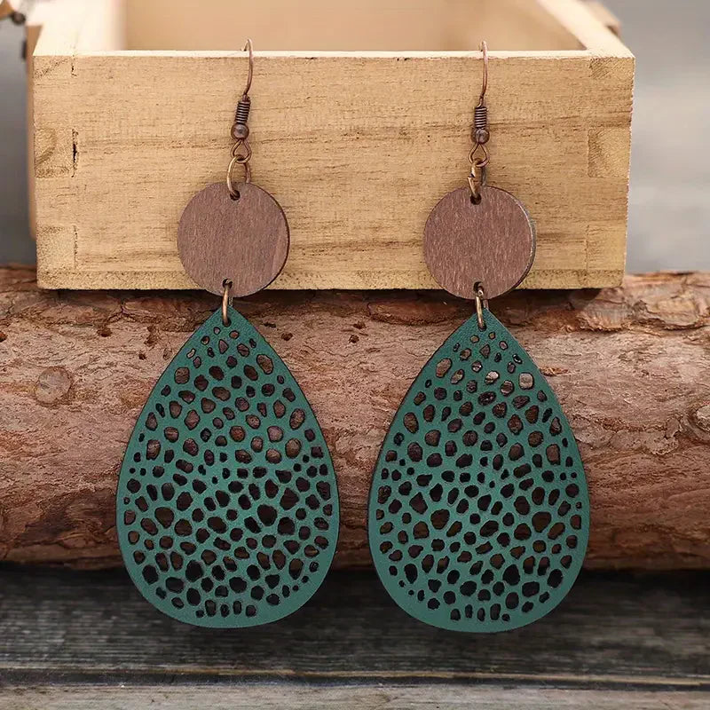 Aretes Huecos Verdes Vintage